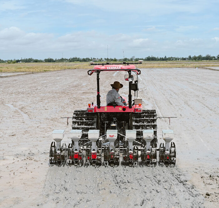 Một máy sạ cụm của nông dân tham gia dự án. Ảnh: MSVC