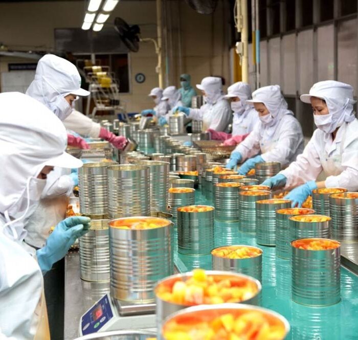 Nhà máy chế biến trái cây đóng hộp/lon ở Cần Thơ. Ảnh: Linh Đan