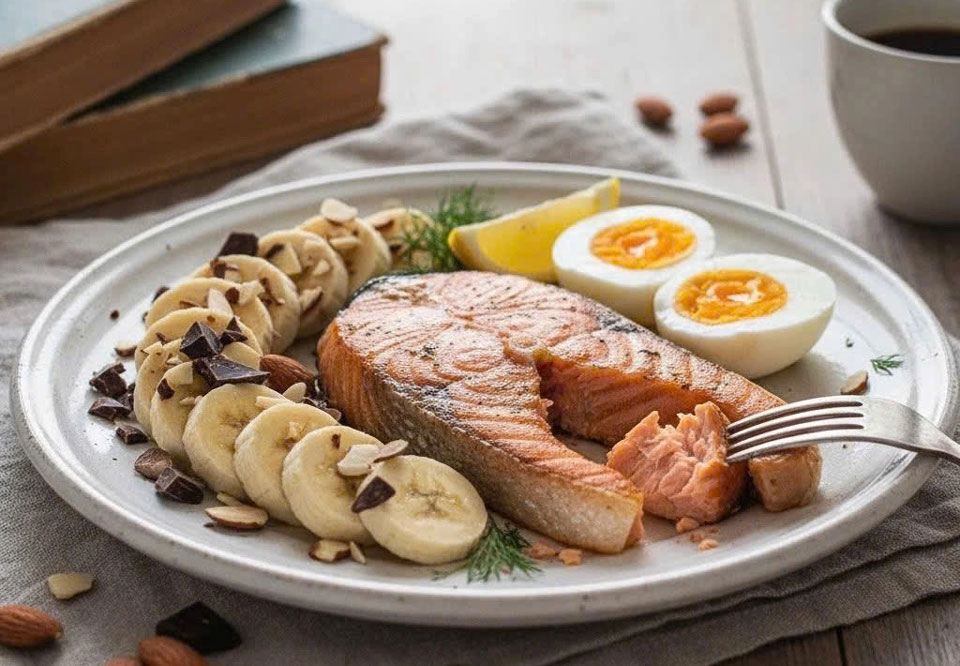 Các món ăn hỗ trợ sản xuất dopamine có tác dụng thư giãn. Ảnh được tạo bởi AI